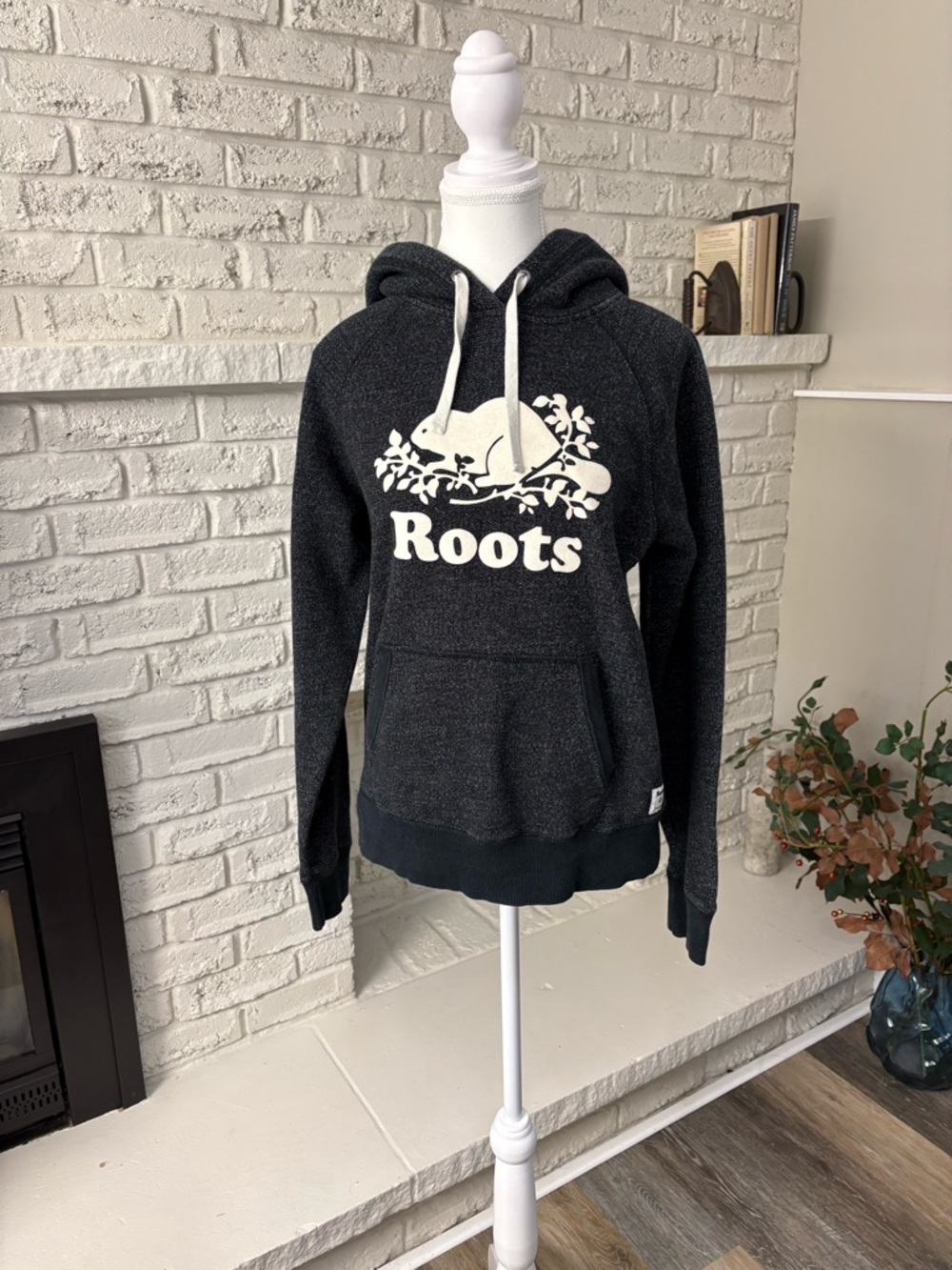 Roots Original Kanga Hoodie - Salt & Pepper Grey Size Medium